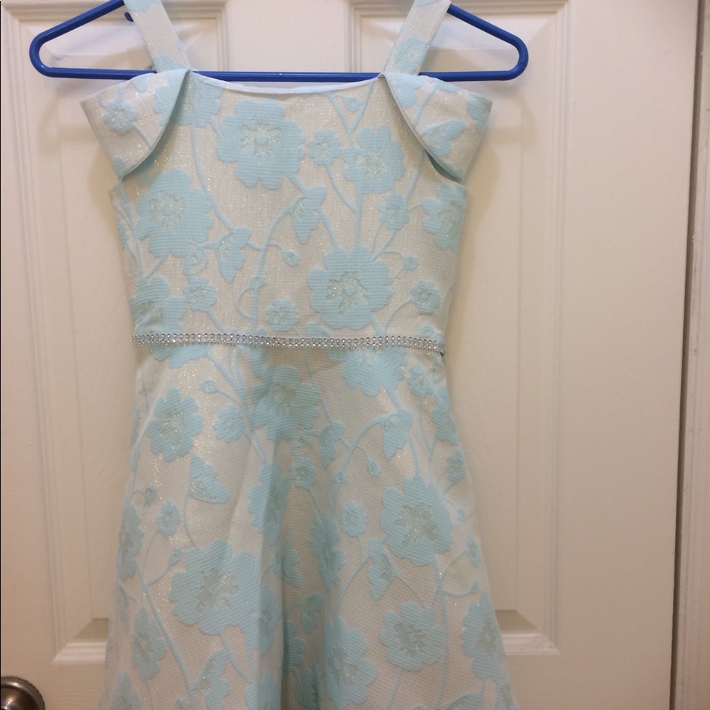 Girls blue dress  party rhinestone waist size 8 - Picture 4 of 14